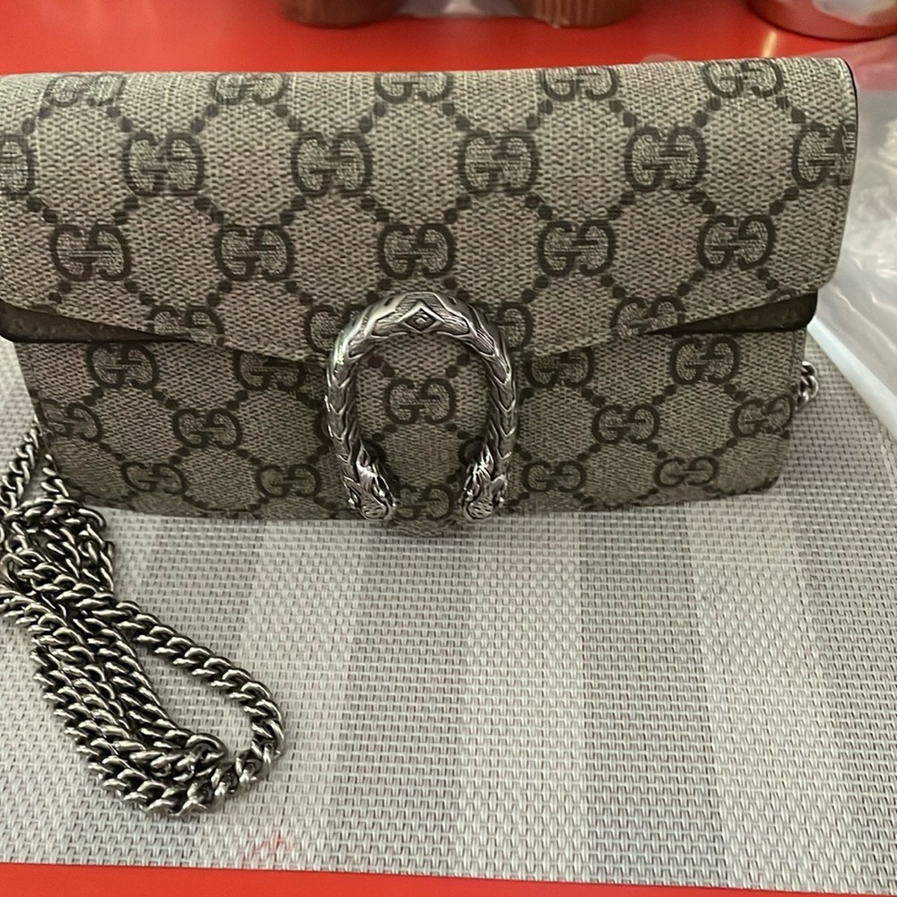 Gucci Dionysus GG Supreme Crossbody Small Beige Canvas suede/ Brown